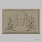 Fichier CNC & impression 3D chien cocker et feuilles décoratives, haute qualité relief STL