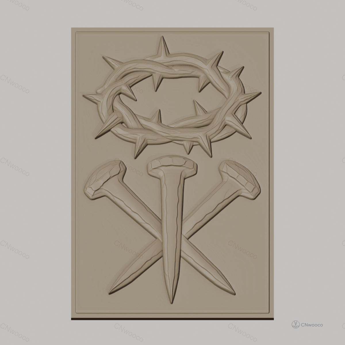Fichier CNC & impression 3D Croix chrétienne, couronne d'épines et clous relief, haute qualité relief STL