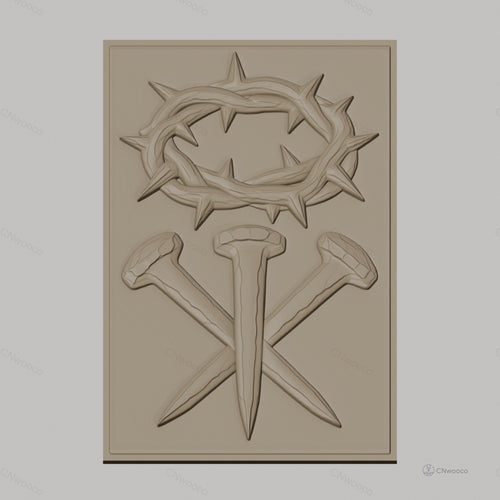 Fichier CNC & impression 3D Croix chrétienne, couronne d'épines et clous relief, haute qualité relief STL