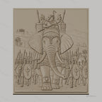 Fichier CNC & impression 3D armée antique avec éléphant de guerre, soldats et chevaux, haute qualité relief STL