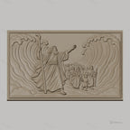 Fichier CNC & impression 3D Passage de la Mer Rouge, Moïse et peuple traversant, haute qualité relief STL