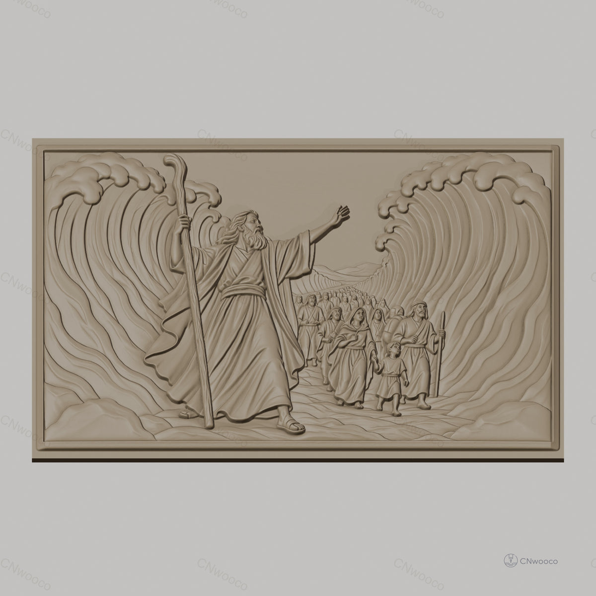 Fichier CNC & impression 3D Passage de la Mer Rouge, Moïse et peuple traversant, haute qualité relief STL
