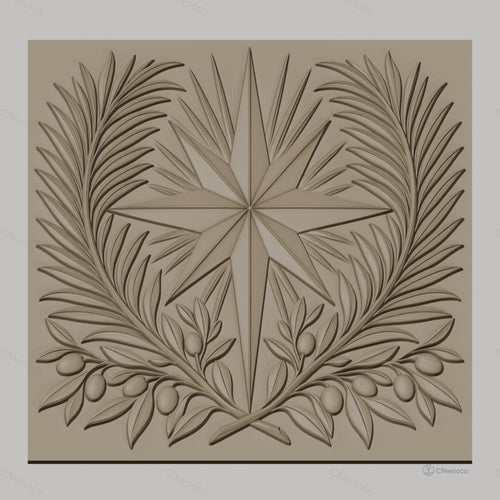 Fichier CNC & impression 3D étoile et branches d'olivier, décoration relief STL haute qualité relief STL