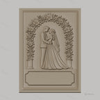 Fichier CNC & impression 3D thème mariage, couple marié sous arche fleurie, haute qualité relief STL