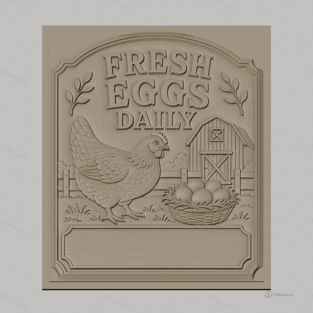 Fichier CNC & impression 3D poule, panier d'œufs, ferme, haute qualité relief STL