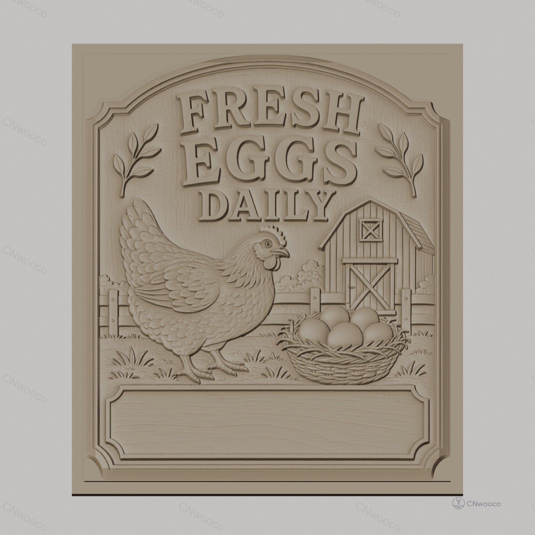 Fichier CNC & impression 3D poule, panier d'œufs, ferme, haute qualité relief STL