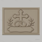 Fichier CNC & impression 3D mariage, bagues entrelacées, croix et feuillage, haute qualité relief STL