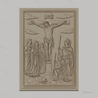 Fichier CNC & impression 3D crucifixion de Jésus, personnages religieux et soldats romains, haute qualité relief STL