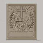 Fichier CNC & impression 3D foi, famille, maison avec croix et coeur, haute qualité relief STL