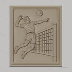 Fichier CNC & impression 3D Volleyball homme saut et filet haute qualité relief STL