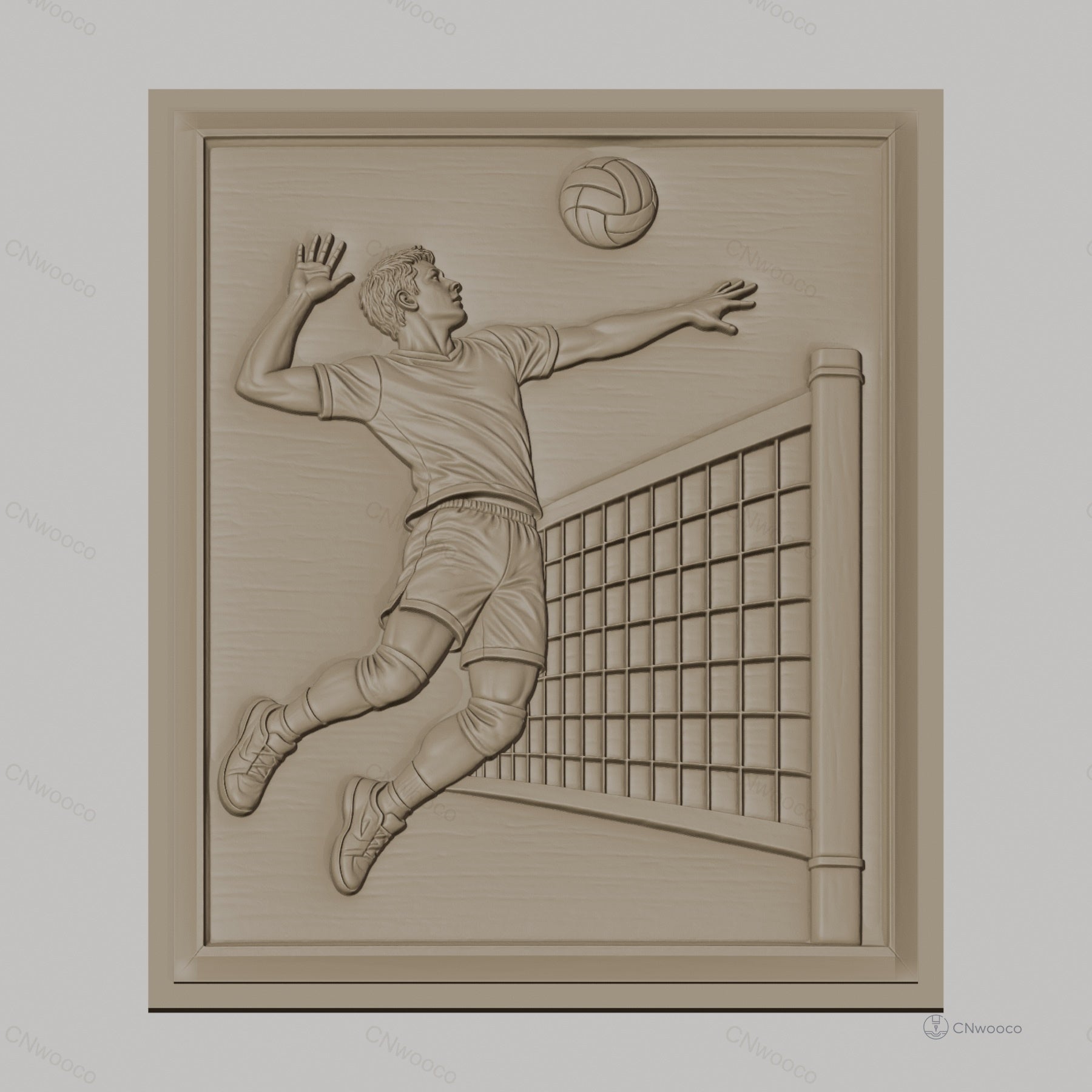 Fichier CNC & impression 3D Volleyball homme saut et filet haute qualité relief STL
