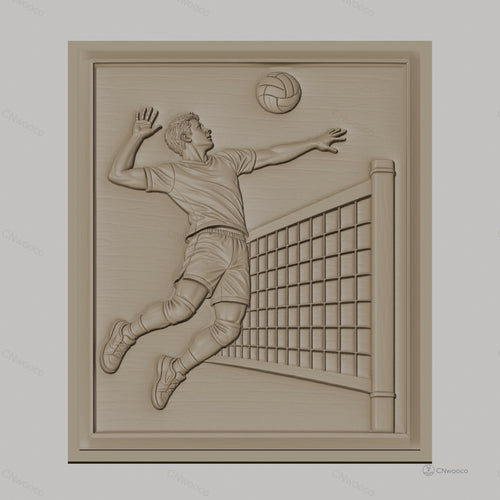 Fichier CNC & impression 3D Volleyball homme saut et filet haute qualité relief STL