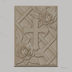 Fichier CNC & impression 3D Croix et roses avec motif treillis, haute qualité relief STL