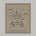 Fichier CNC & impression 3D bébé ours dans landau, nuages, étoile haute qualité relief STL