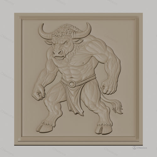 Fichier CNC & impression 3D Minotaure musclé, relief bas relief animal mythologique, haute qualité relief STL