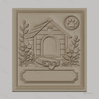 Fichier CNC & impression 3D niche de chien, collier, fleurs et empreinte, haute qualité relief STL