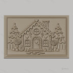Fichier CNC & impression 3D Maison en pain d'épices, sapins, bonbons et cheminée, haute qualité relief STL