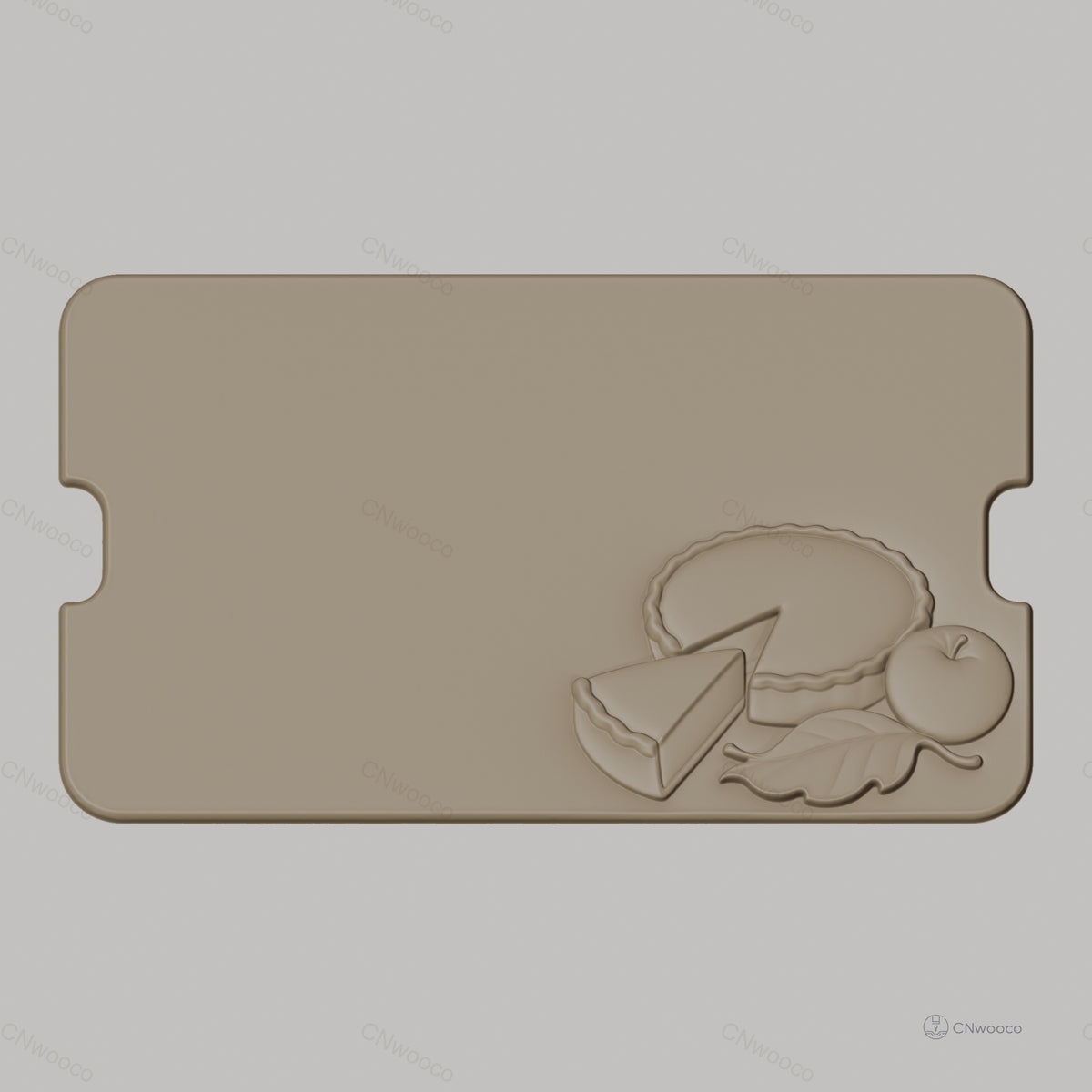 Fichier CNC tarte pomme feuille bas-relief pour sculpture sur bois, STL
