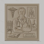 Fichier CNC & impression 3D relief médecin, docteur avec stéthoscope et symbole médical, haute qualité relief STL