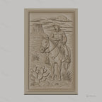 Fichier CNC & impression 3D cowboy à cheval désert cactus haute qualité relief STL
