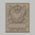 Fichier CNC & impression 3D coeur couronne tulipes décor floral cadre haute qualité relief STL