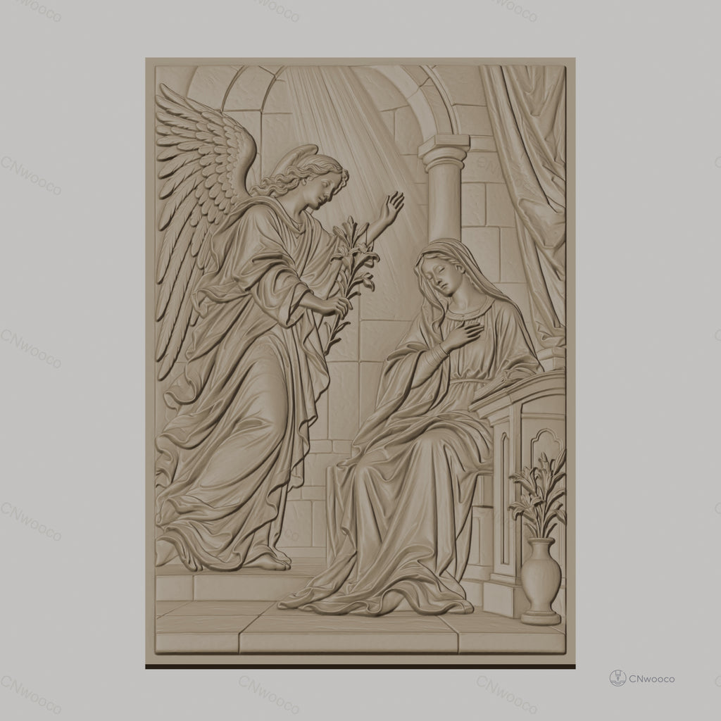 Fichier CNC & impression 3D Annonciation, ange et Vierge Marie, haute qualité relief STL