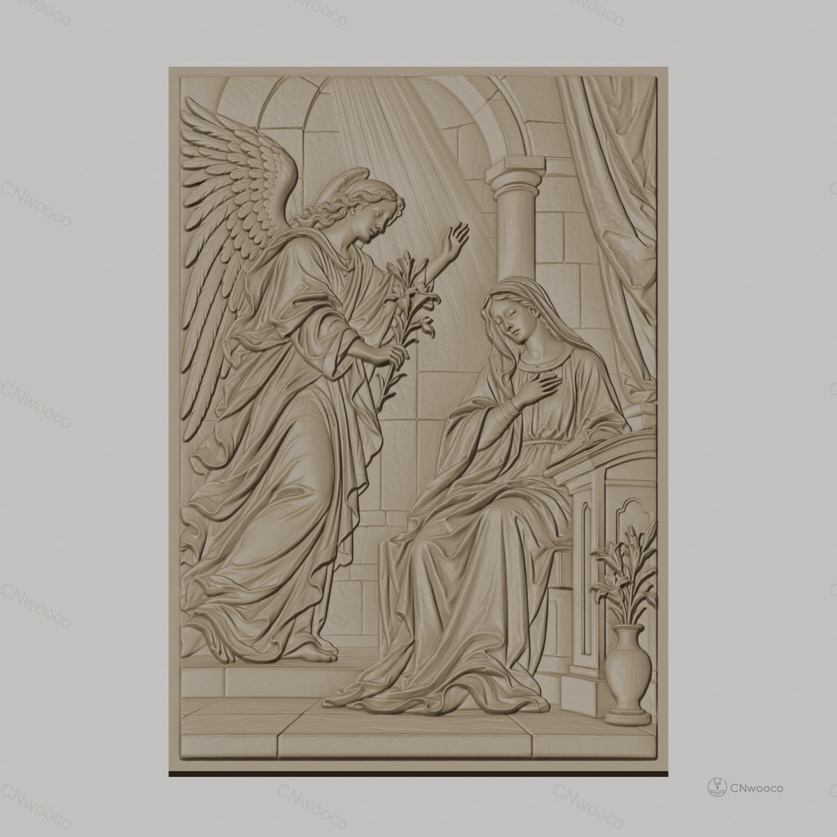 Fichier CNC & impression 3D Annonciation, ange et Vierge Marie, haute qualité relief STL