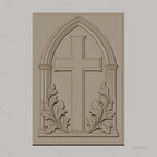 Fichier CNC & impression 3D croix chrétienne avec feuillage ornemental, haute qualité relief STL