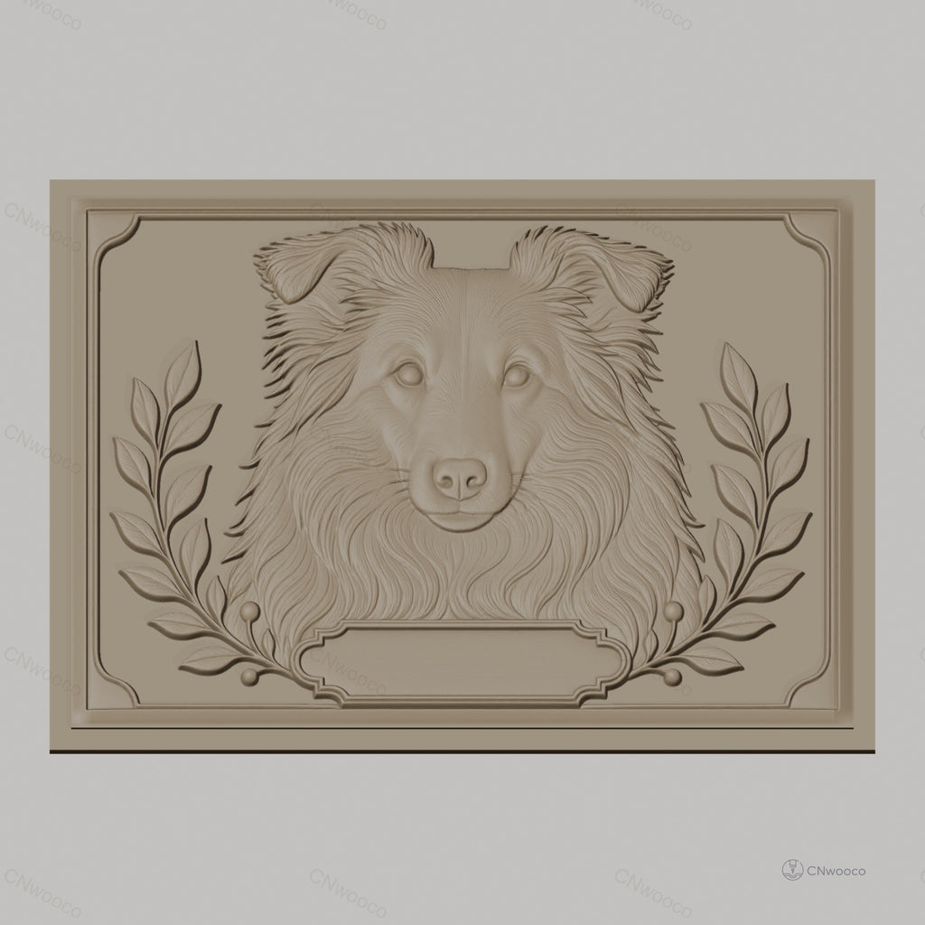 Fichier CNC & impression 3D chien berger feuilles cadres haute qualité relief STL