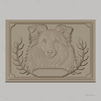 Fichier CNC & impression 3D chien berger feuilles cadres haute qualité relief STL
