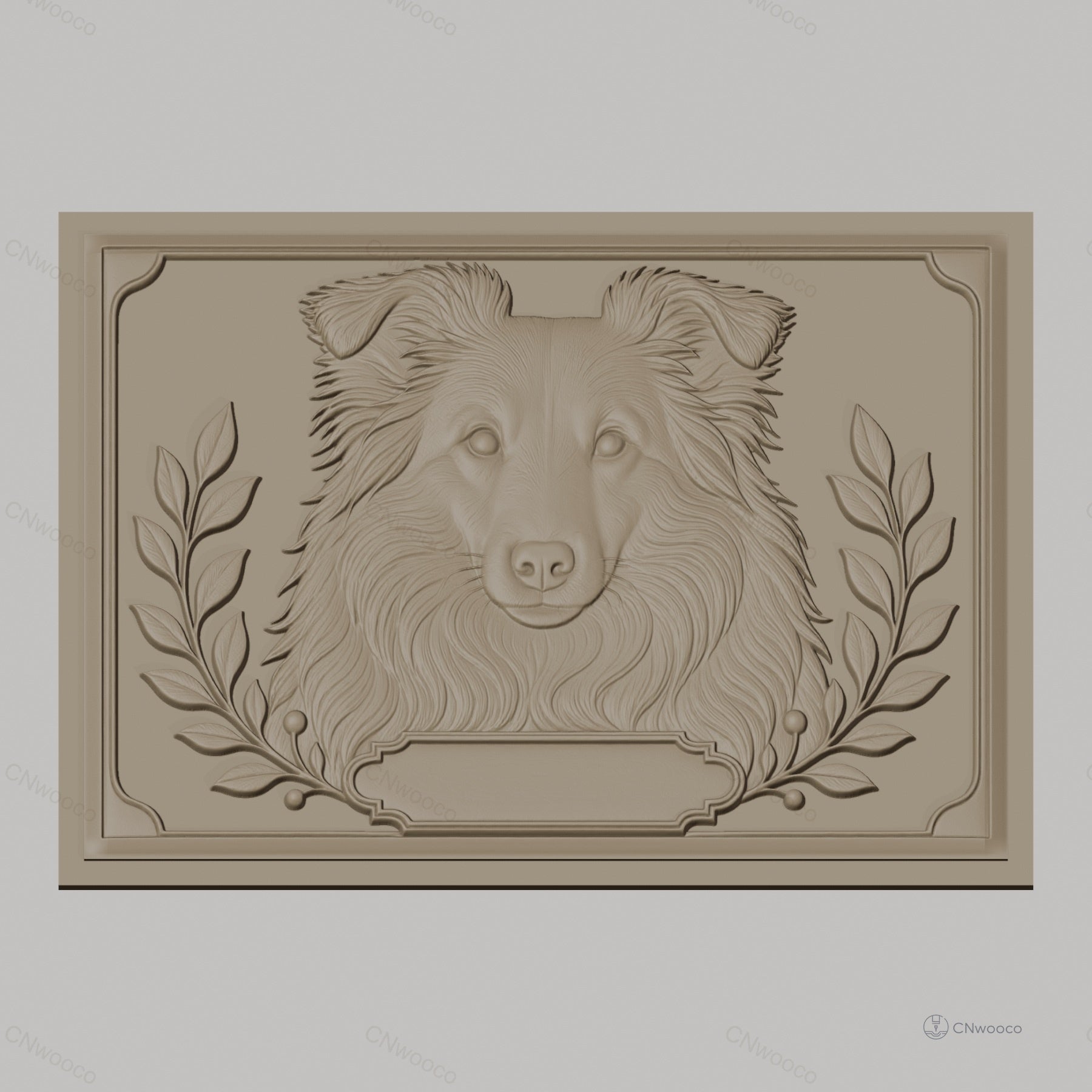 Fichier CNC & impression 3D chien berger feuilles cadres haute qualité relief STL