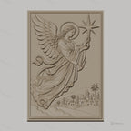 Fichier CNC & impression 3D ange avec étoile et village, haute qualité relief STL
