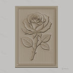 Fichier CNC & impression 3D rose avec feuilles relief naturel, haute qualité relief STL