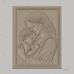 Fichier CNC & impression 3D mère et enfant, portrait en relief doux, haute qualité relief STL