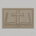 Fichier CNC & impression 3D bible ouverte avec croix religion, haute qualité relief STL