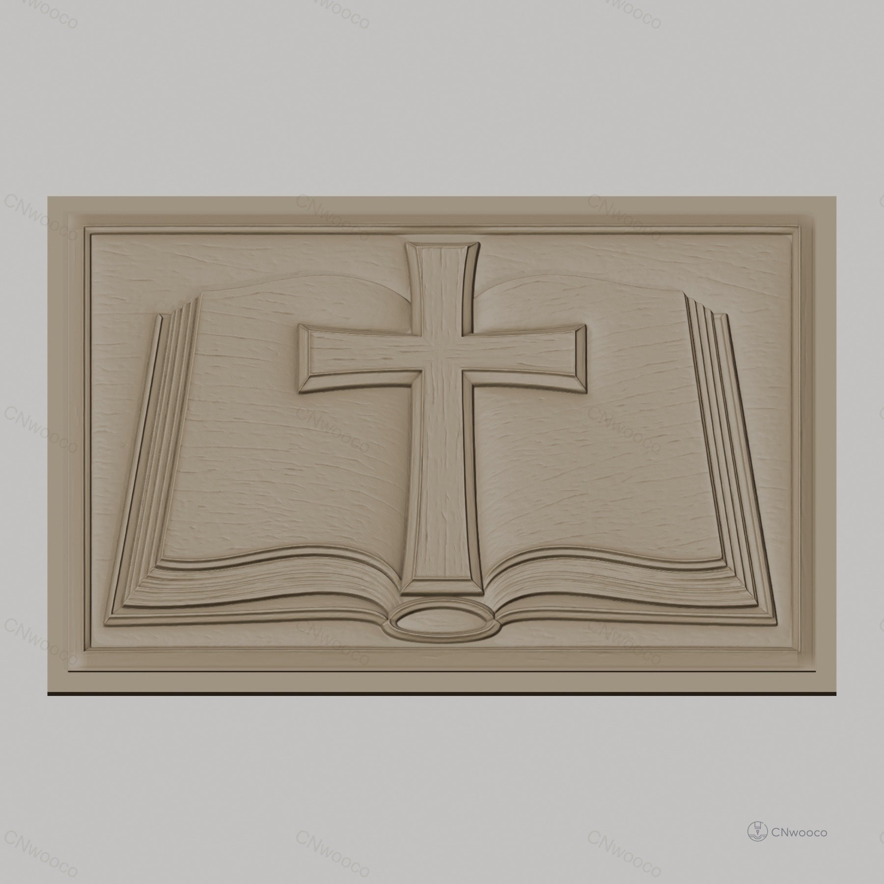 Fichier CNC & impression 3D bible ouverte avec croix religion, haute qualité relief STL