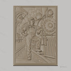 Fichier CNC & impression 3D chef de train, locomotive vapeur, quai, valises, haute qualité relief STL
