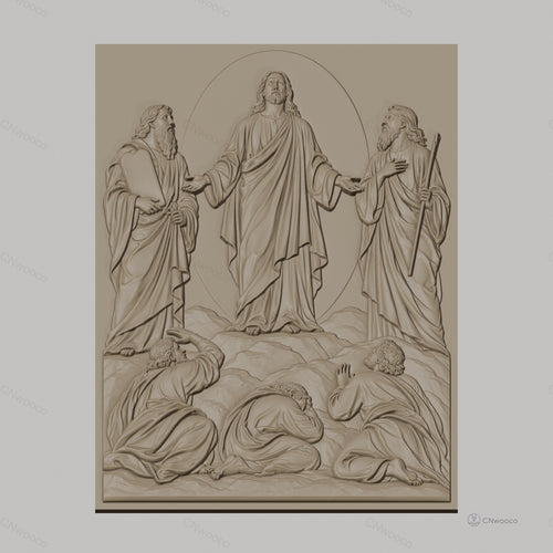 Fichier CNC & impression 3D scène religieuse Jésus et apôtres, haute qualité relief STL
