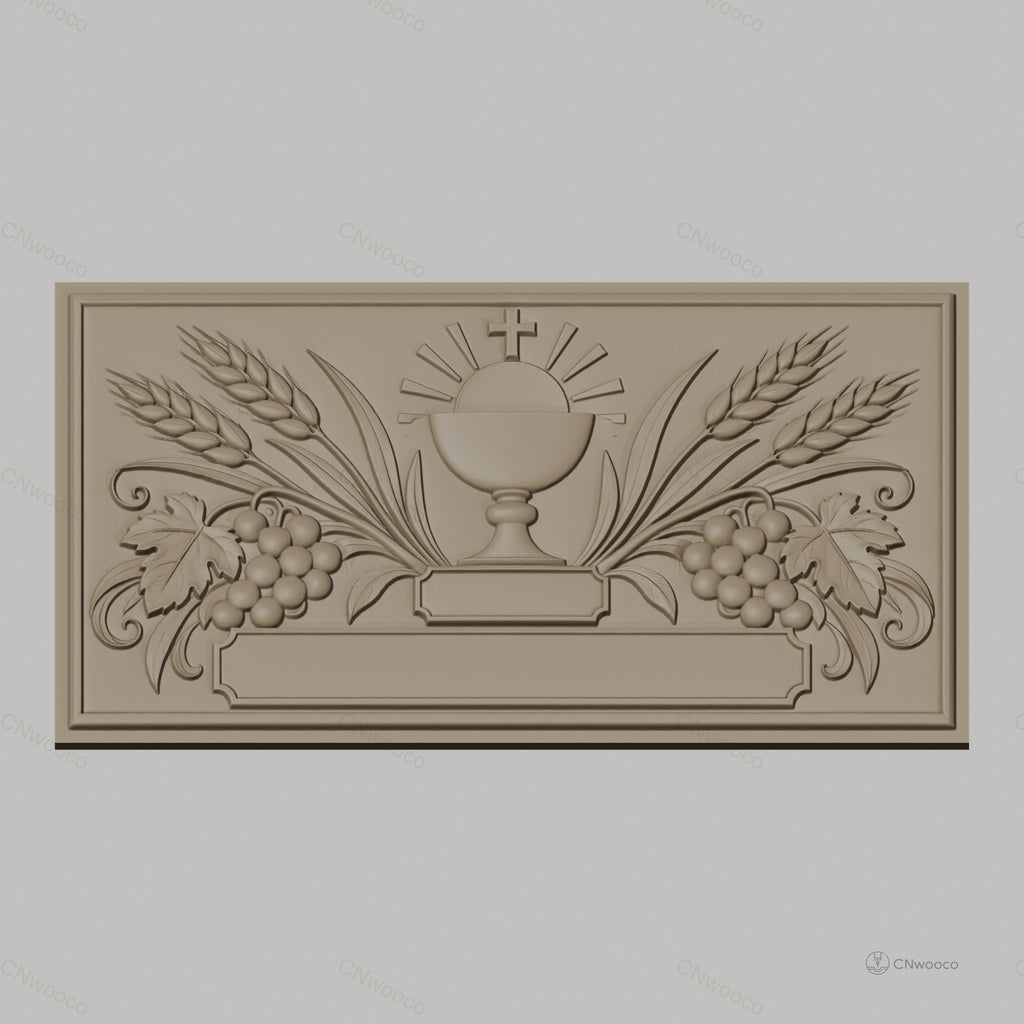 Fichier CNC & impression 3D christ, raisin et épis de blé, haute qualité relief STL