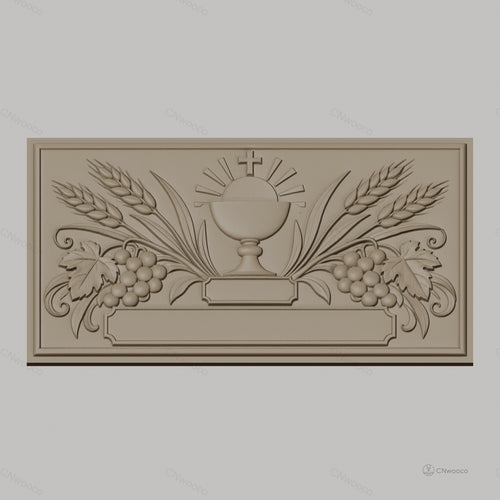 Fichier CNC & impression 3D christ, raisin et épis de blé, haute qualité relief STL