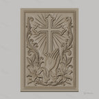 Fichier CNC & impression 3D religieuse, croix, mains en prière, lys, haute qualité relief STL