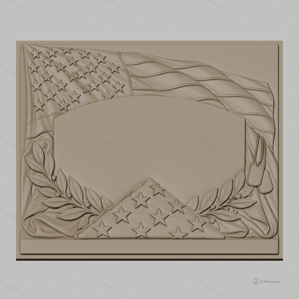 Fichier CNC & impression 3D thème drapeau américain, étoile, rameaux et plaques militaires, haute qualité relief STL