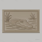 Fichier CNC & impression 3D alligator dans l'eau avec végétation, haute qualité relief STL