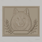 Fichier CNC & impression 3D tête de loup, feuillages décoratifs, haute qualité relief STL