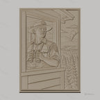 Fichier CNC & impression 3D garde forestier avec jumelles et incendie de forêt relief nature haute qualité relief STL