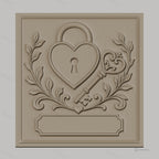 Fichier CNC & impression 3D serrure cœur, clé ornementale et feuillage, haute qualité relief STL