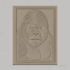 Fichier CNC & impression 3D gorille, portrait animal détaillé, haute qualité relief STL