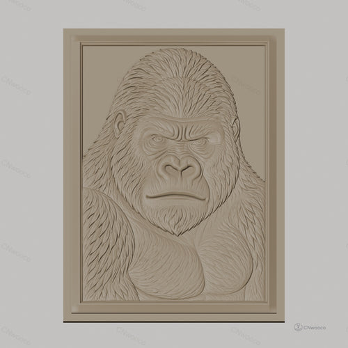 Fichier CNC & impression 3D gorille, portrait animal détaillé, haute qualité relief STL