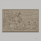 Fichier CNC & impression 3D scène cowboy western, chef cuisinier, feu de camp, charrette couverte, haute qualité relief STL