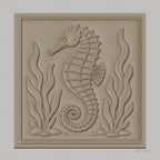 Fichier CNC & impression 3D hippocampe marin, algues et cailloux relief, haute qualité relief STL